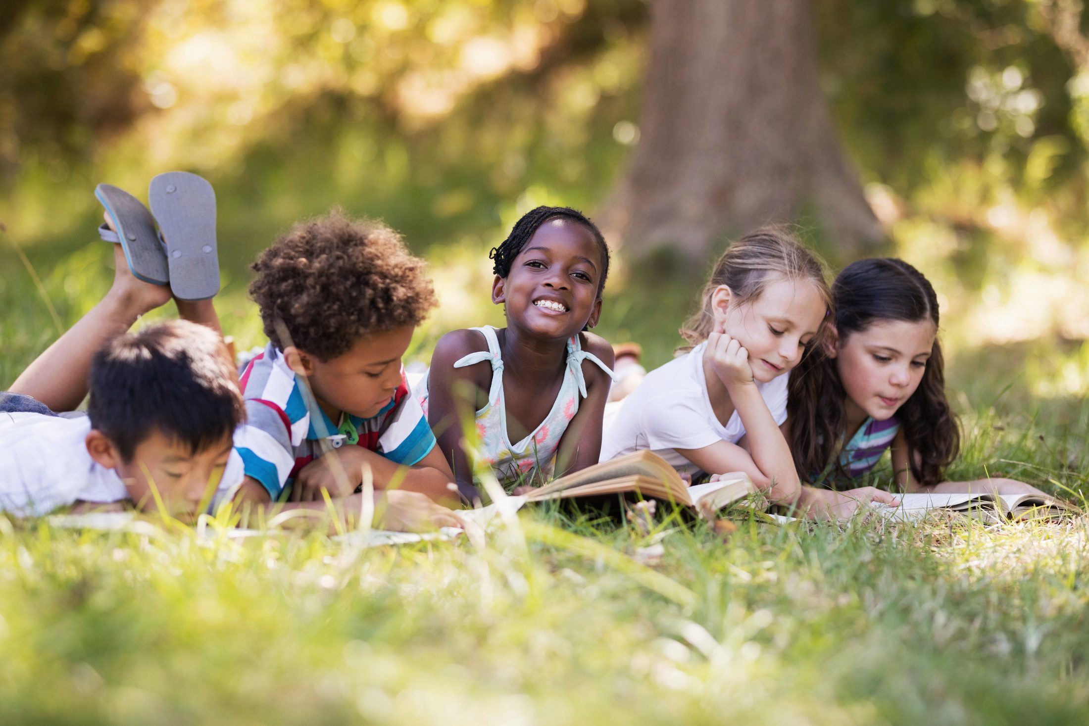Kids Reading Outdoor