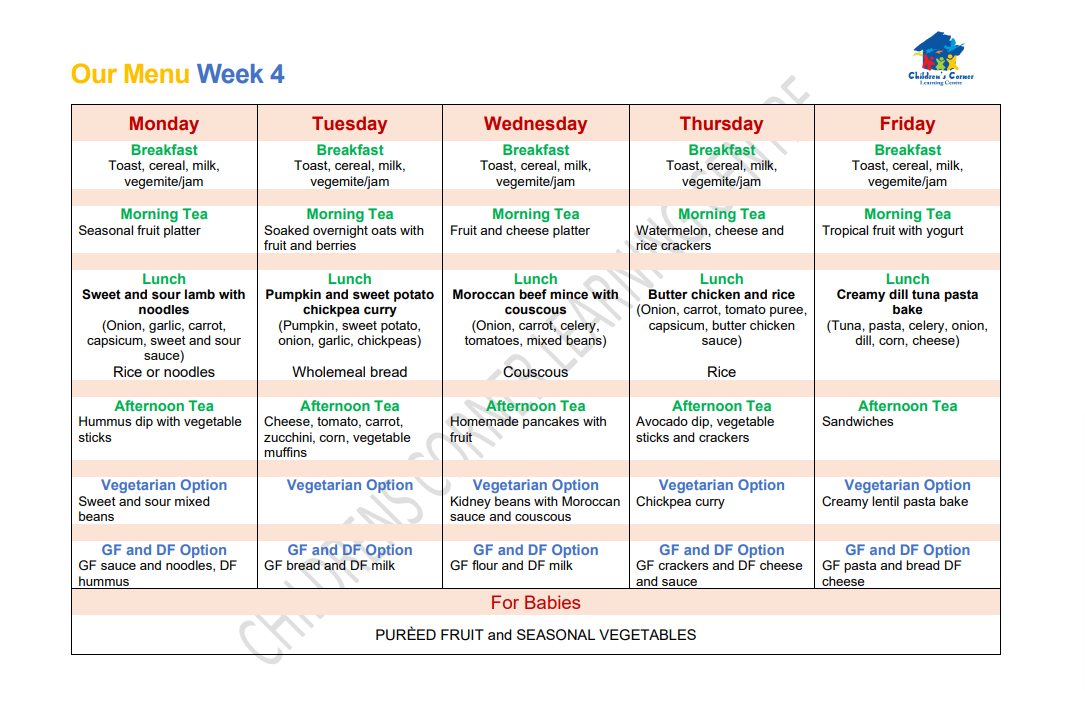 Fresh meals at Children’s Corner